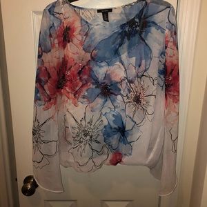 Gorgeous floral top with rhinestone embellishment